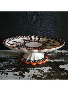 Antique W.T. Copeland and Sons Pedestal Compote Cake Stand Greek Motif Greek Key